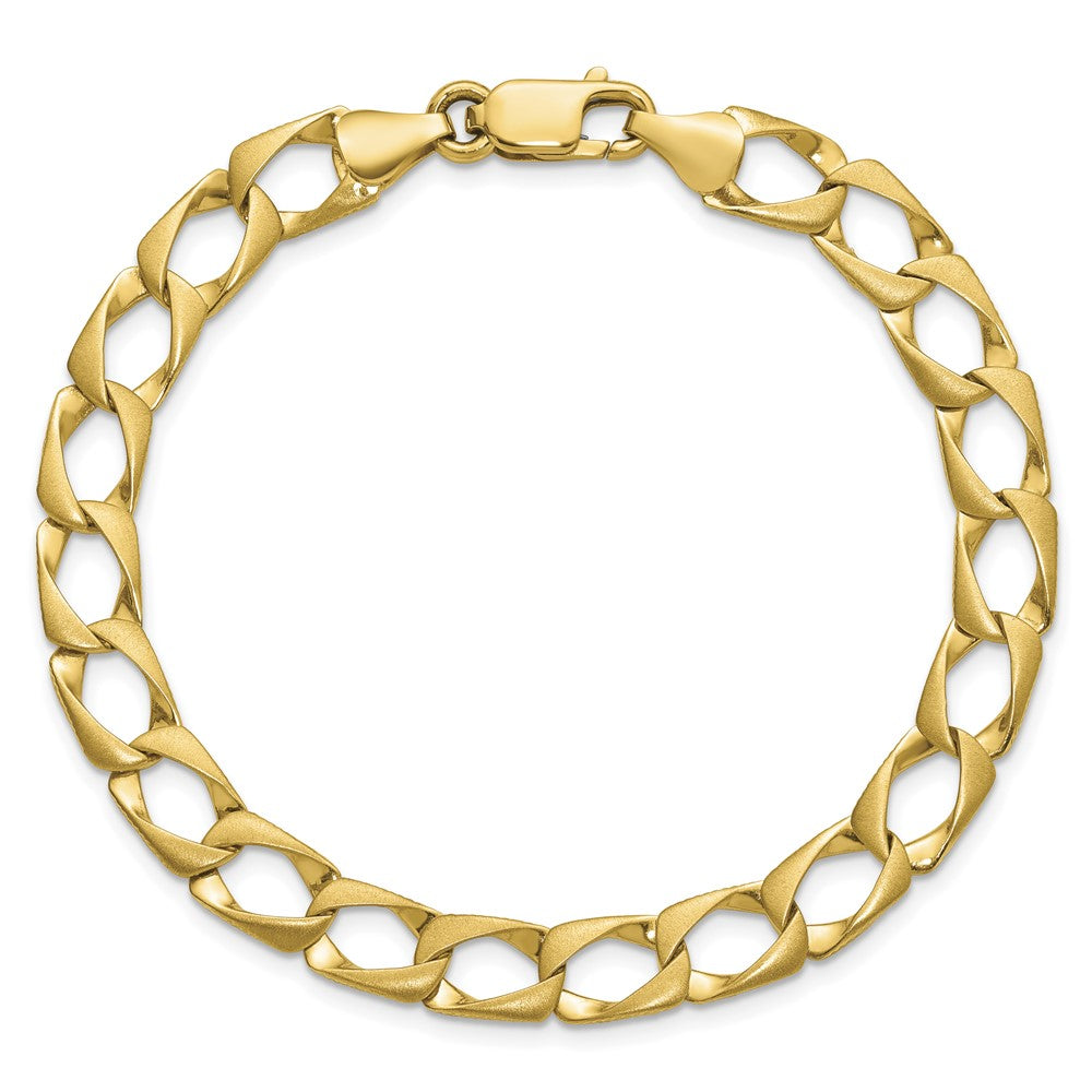 10k 7.4mm Satin and Diamond-cut Fancy Link 8 inch Bracelet