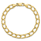 10k 7.4mm Satin and Diamond-cut Fancy Link 8 inch Bracelet