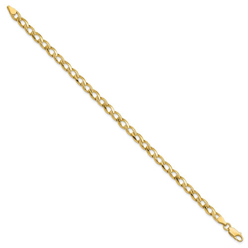 10k 5.25mm Fancy Polished and Textured Curb Link 8 inch Bracelet