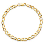 10k 5.25mm Fancy Polished and Textured Curb Link 8 inch Bracelet