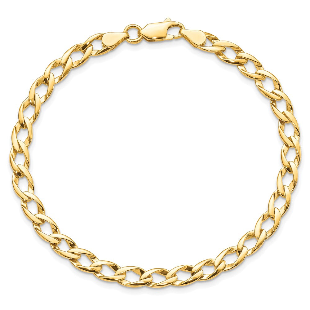 10k 5.25mm Fancy Polished and Textured Curb Link 8 inch Bracelet