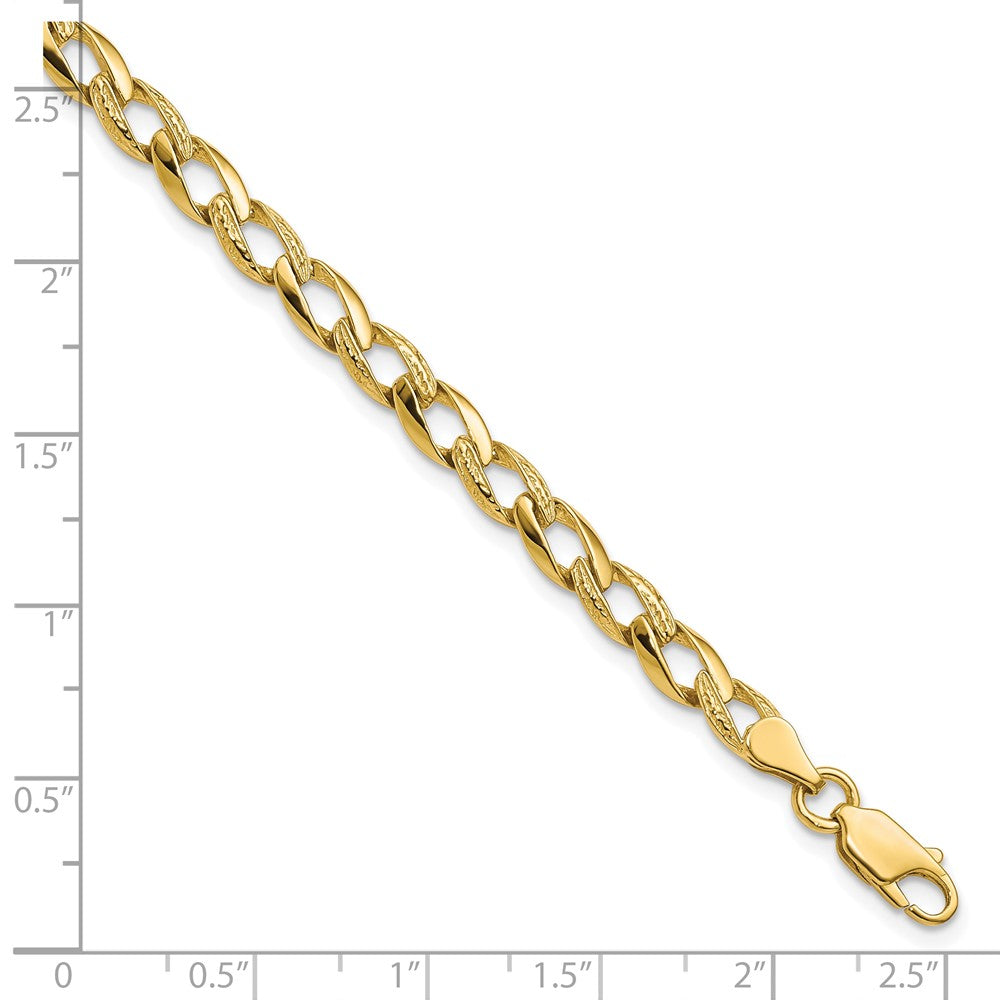10k 5.25mm Fancy Polished and Textured Curb Link 8 inch Bracelet