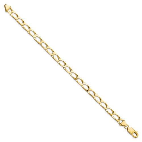 10k 5.75mm Fancy Polished Link 8 inch Bracelet