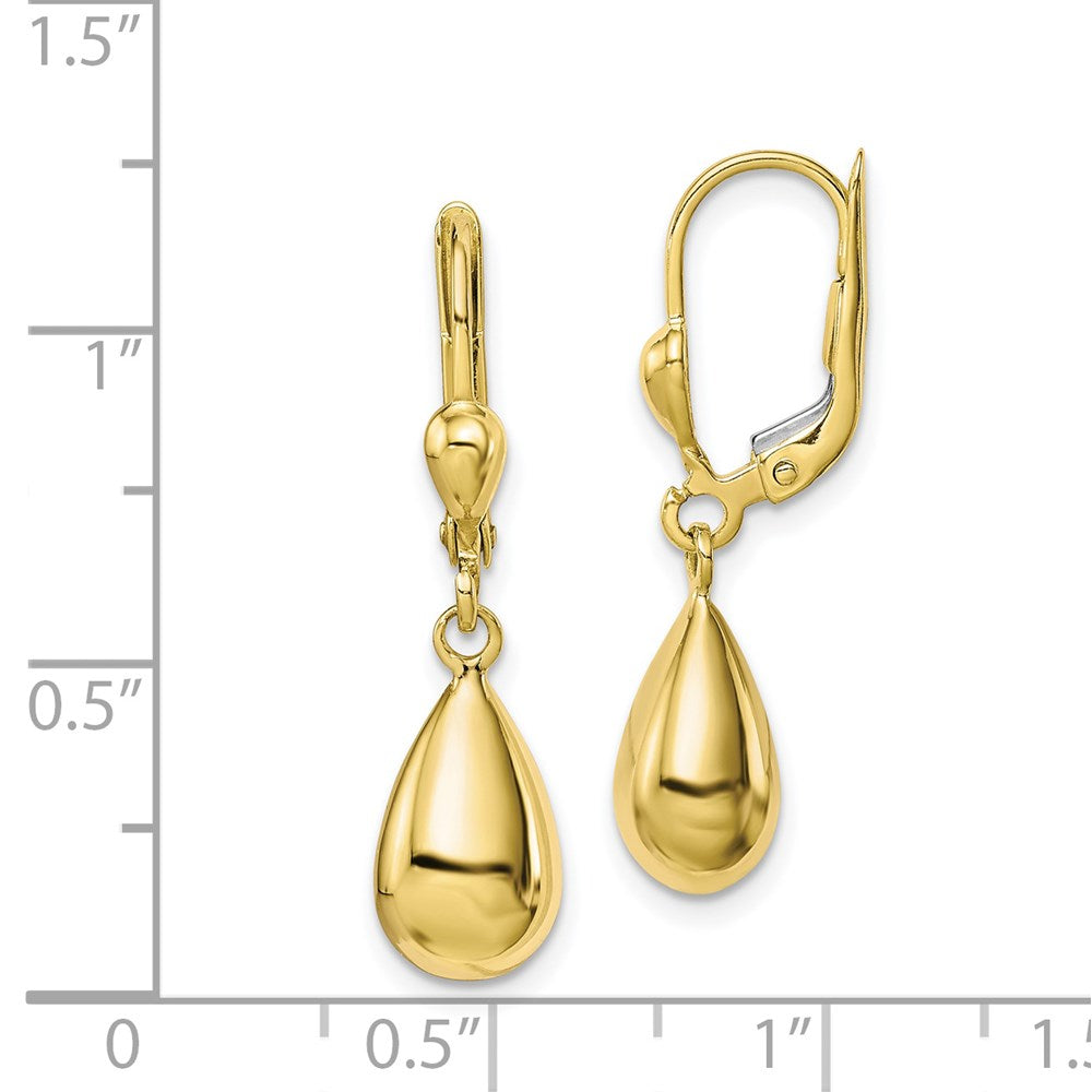 10k Polished Fancy Teardrop Dangle Leverback Earrings