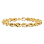 10k 7.0mm D/C Rope Fancy Lobster Clasp Chain