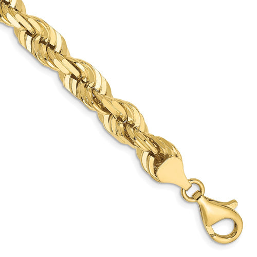 10k 7.0mm D/C Rope Fancy Lobster Clasp Chain