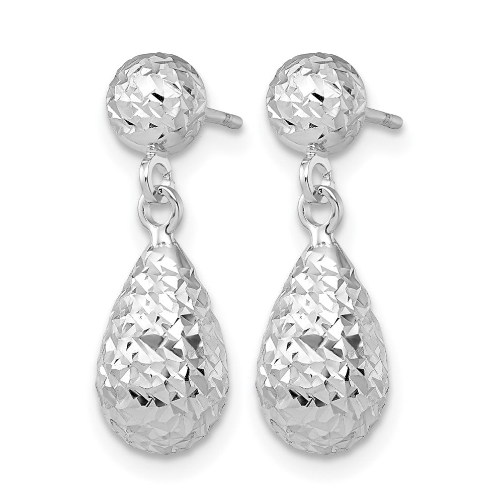 10K White Gold D/C Post Dangle Earrings