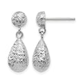 10K White Gold D/C Post Dangle Earrings