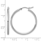 10K White Gold Polished Hinged Hoop Earrings
