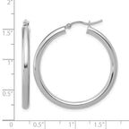 10K White Gold Polished Hinged Hoop Earrings