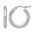 10K White Gold Polished Hinged Hoop Earrings