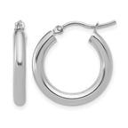 10K White Gold Polished Hinged Hoop Earrings
