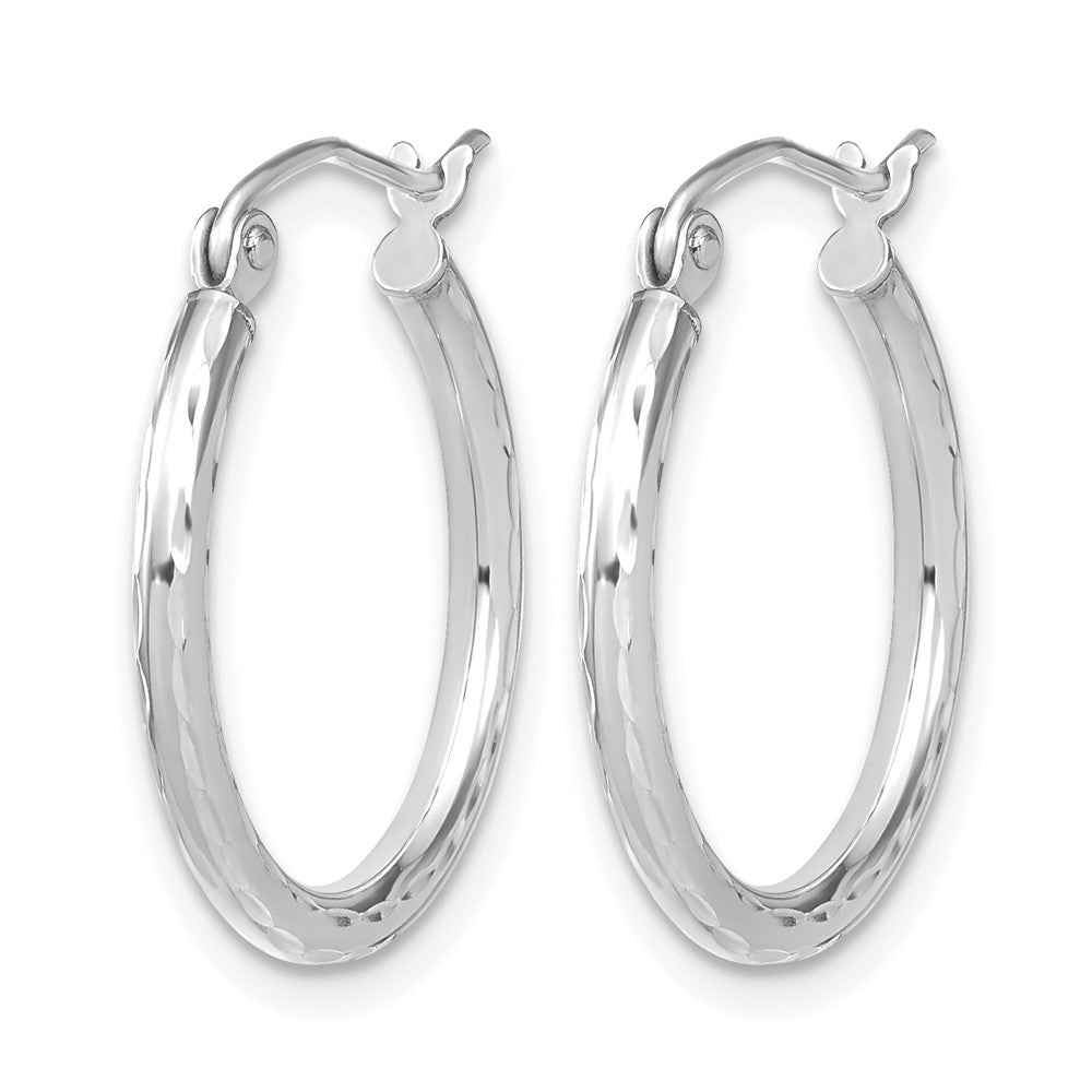 10K White Gold D/C Hinged Hoop Earrings