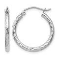 10K White Gold D/C Hinged Hoop Earrings