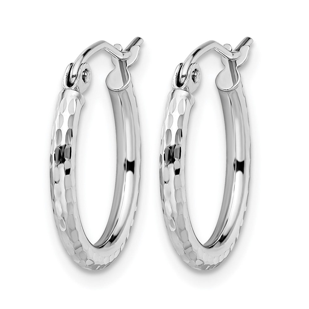 10K White Gold D/C Hinged Hoop Earrings