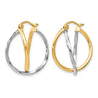 10K Two-Tone Hinged Hoop Earrings