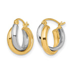 10K Two-Tone Polished Hinged Hoop Earrings