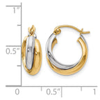 10K Two-Tone Polished Hinged Hoop Earrings