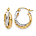 10K Two-Tone Polished Hinged Hoop Earrings