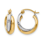 10K Two-Tone Polished Hinged Hoop Earrings