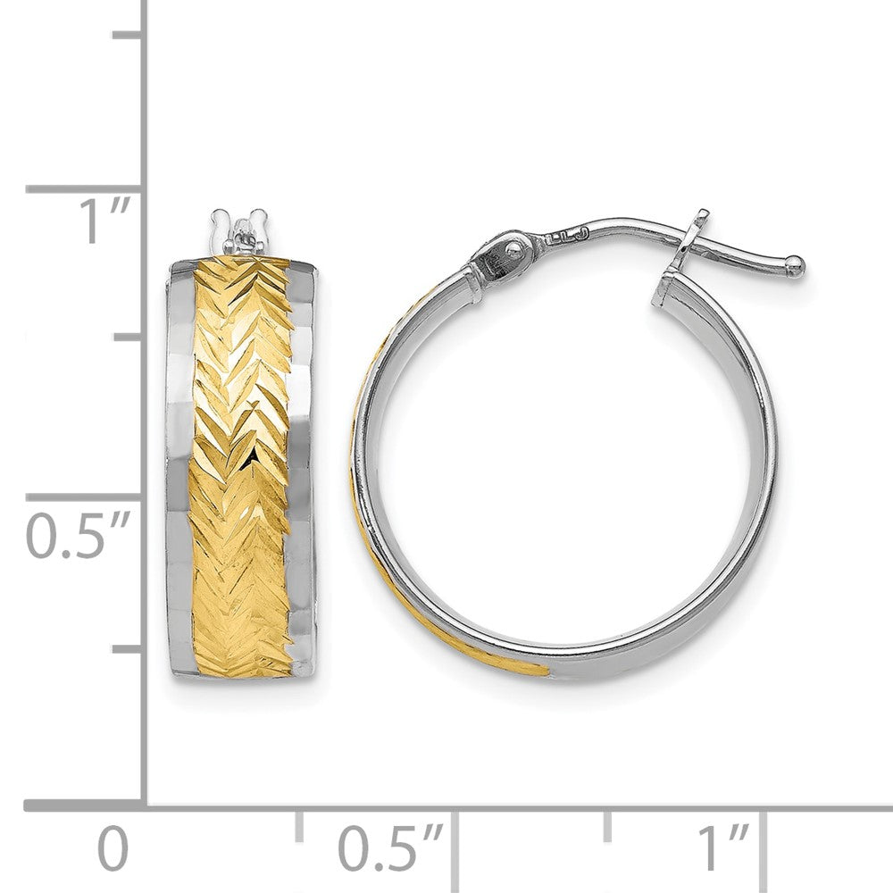 10K w/ White Rhodium Plating Polished and D/C Earrings