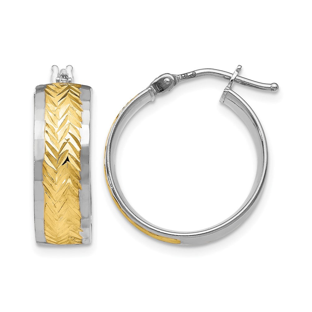 10K w/ White Rhodium Plating Polished and D/C Earrings