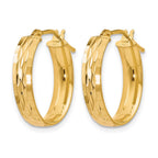 10K Polished and D/C Oval Hinged Hoop Earrings