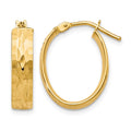 10K Polished and D/C Oval Hinged Hoop Earrings