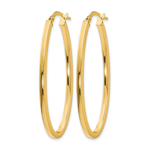 10K Polished Oval Hinged Hoop Earrings