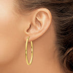 10K Polished Oval Hinged Hoop Earrings