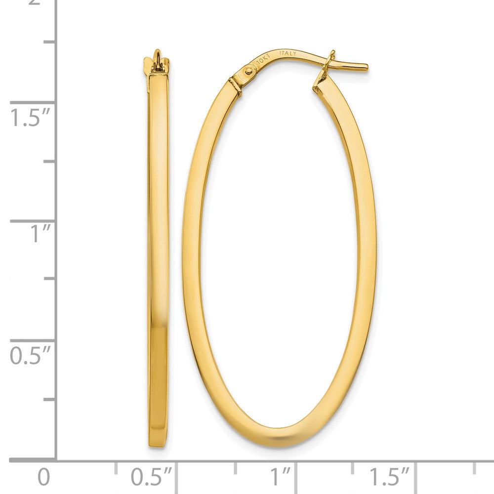 10K Polished Oval Hinged Hoop Earrings
