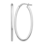 10K White Gold Polished Oval Hinged Hoop Earrings