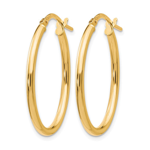 10K Polished Oval Hinged Hoop Earrings