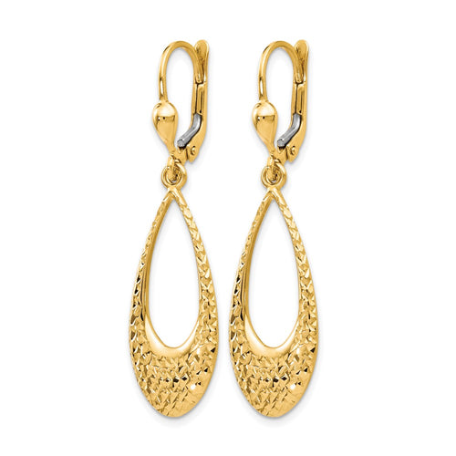 10K Polished and D/C Leverback Earrings