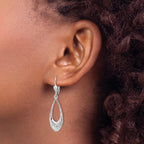 10K White Gold Polished and D/C Leverback Earrings