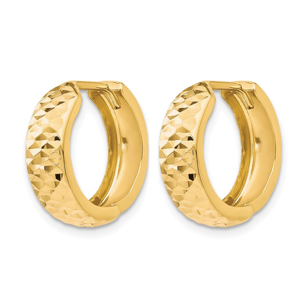 10K Polished and D/C Hinged Hoop Earrings