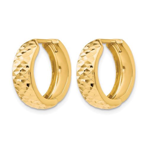 10K Polished and D/C Hinged Hoop Earrings