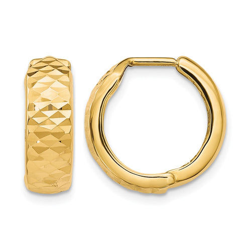 10K Polished and D/C Hinged Hoop Earrings