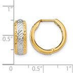 10K w/White Rhodium Polished and D/C Hoop Earrings
