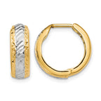 10K w/White Rhodium Polished and D/C Hoop Earrings