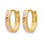 10K Two-tone with White Rhodium Polished and Satin D/C Earrings