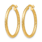 10K Polished and Textured Hinged Hoop Earrings