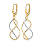 10K Yellow with Rhodium Polished Leverback Earrings