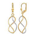 10K Yellow with Rhodium Polished Leverback Earrings