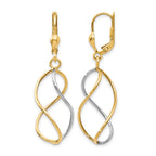 10K Yellow with Rhodium Polished Leverback Earrings