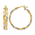 10K w/Rhodium Polished Braided Hoop Earrings