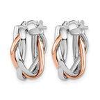 10K with White Rhodium and Rose Gold Plating Braided Hoop Earrings