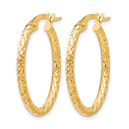 10K Polished D/C Oval Hoop Earrings