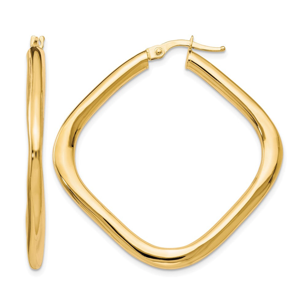 10K Polished Square Hoop Earrings