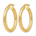 10K Polished and Textured Hinged Hoop Earrings